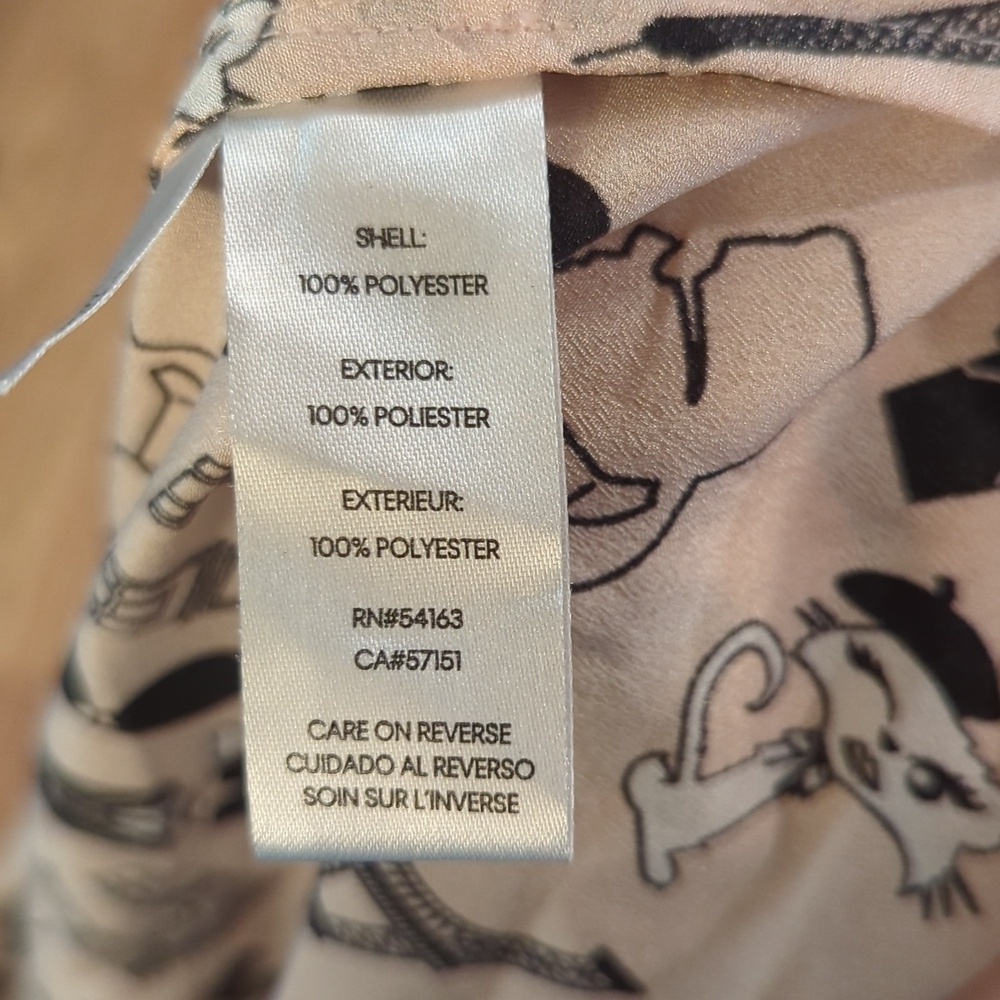 Karl Lagerfeld Paris Eiffel Tower Blouse Pink Button-down Roll-tab Sleeve Size L - Picture 5 of 6